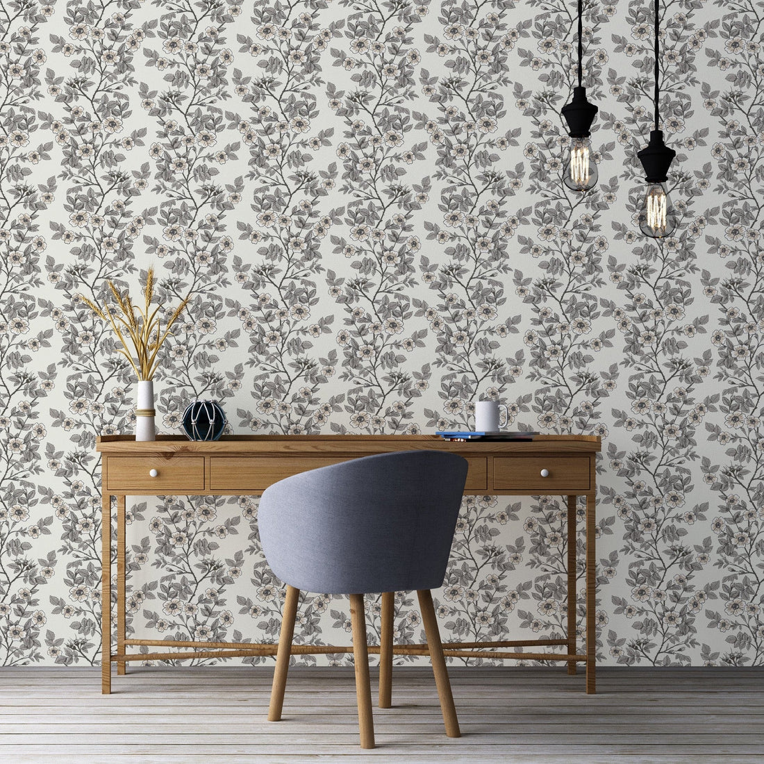 Shia Floral Removable Wallpaper - Vintage Botanical Red & Sage