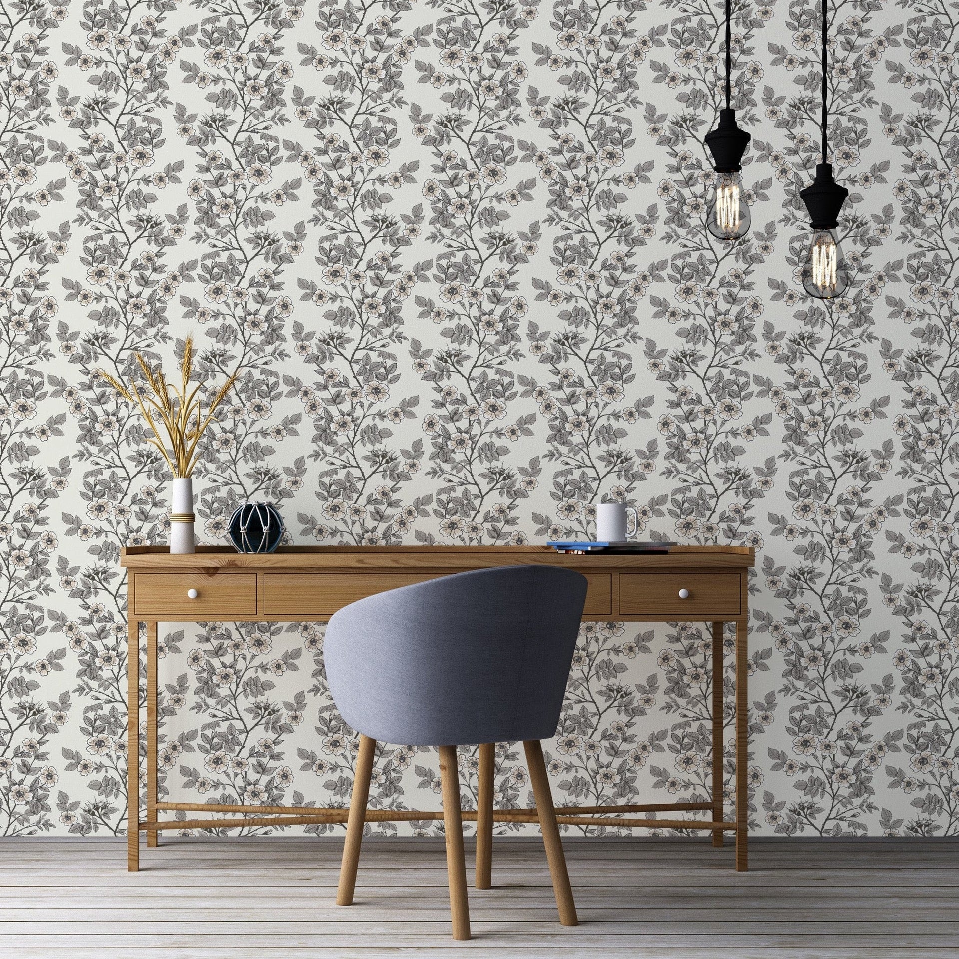 Shia Floral Removable Wallpaper - Vintage Botanical Red & Sage