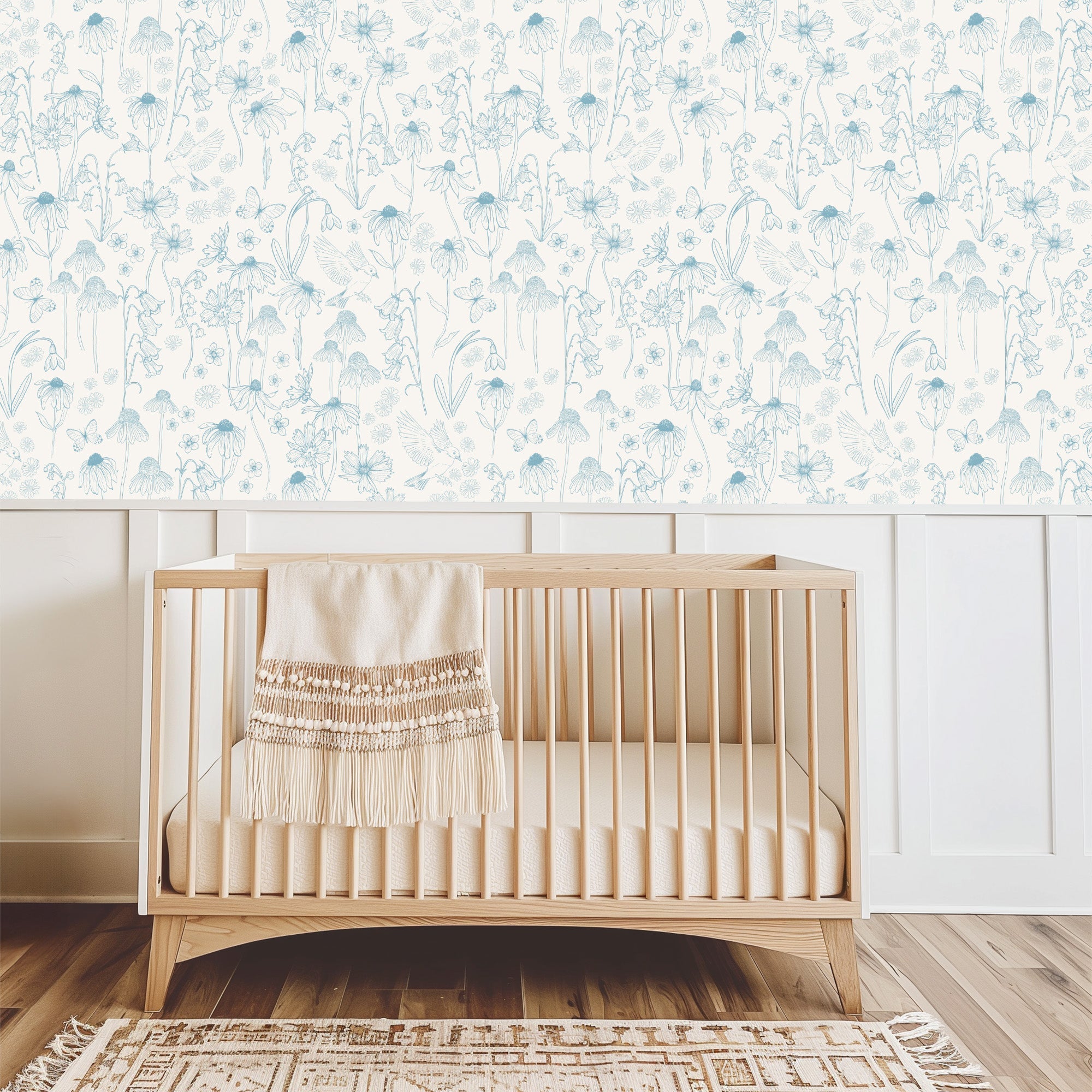 Melody Floral Wallpaper: Romantic Vintage Botanical Wall Art
