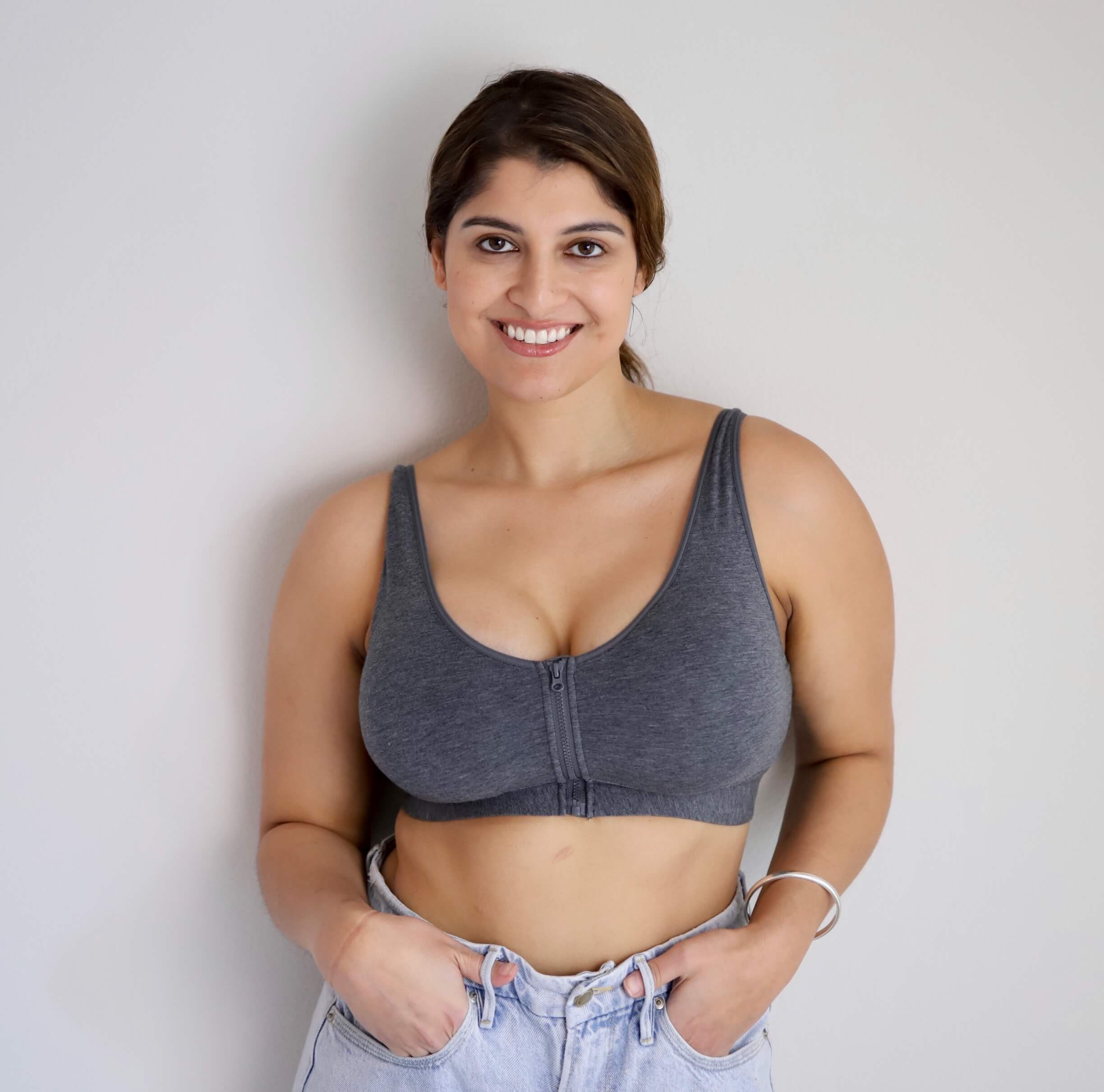 Wilderness Front-Closure Cotton Modal Bralette in Grey