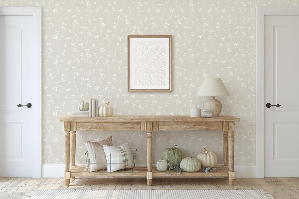 Madison Floral Dusty-Rose and White Removable Wallpaper