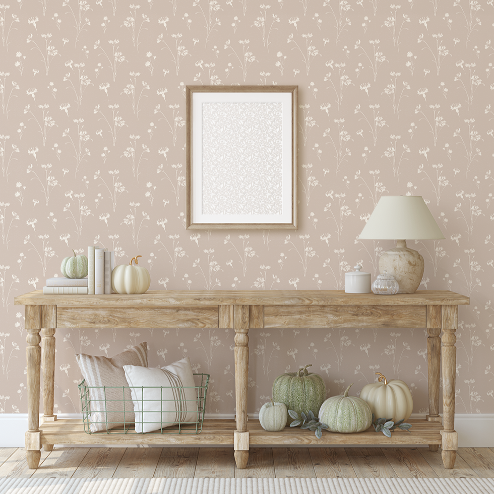 Madison Floral Dusty-Rose and White Removable Wallpaper