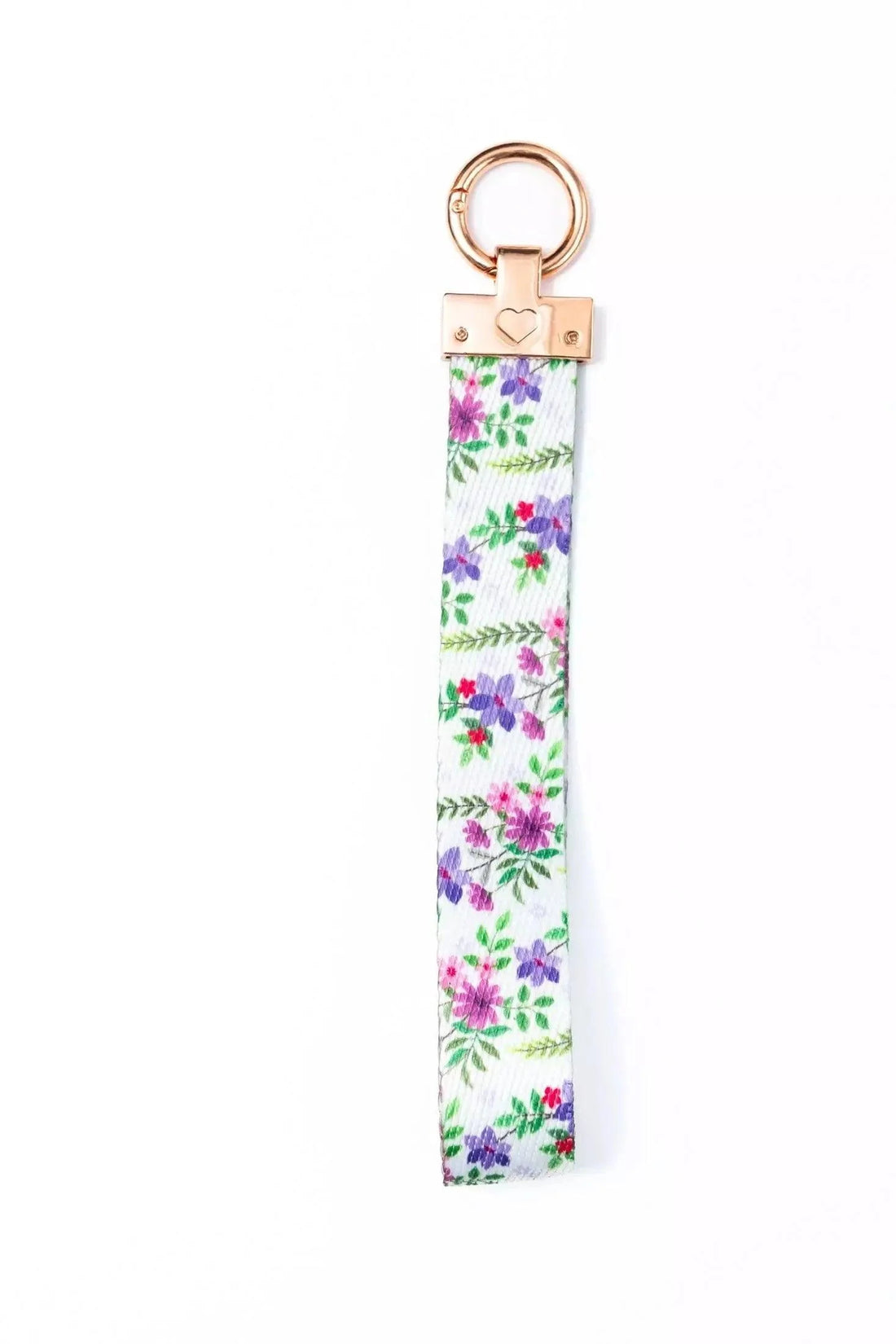 Wildflower Meadow Floral Fabric Wristlet Keychain with Rose Gold - Image 2