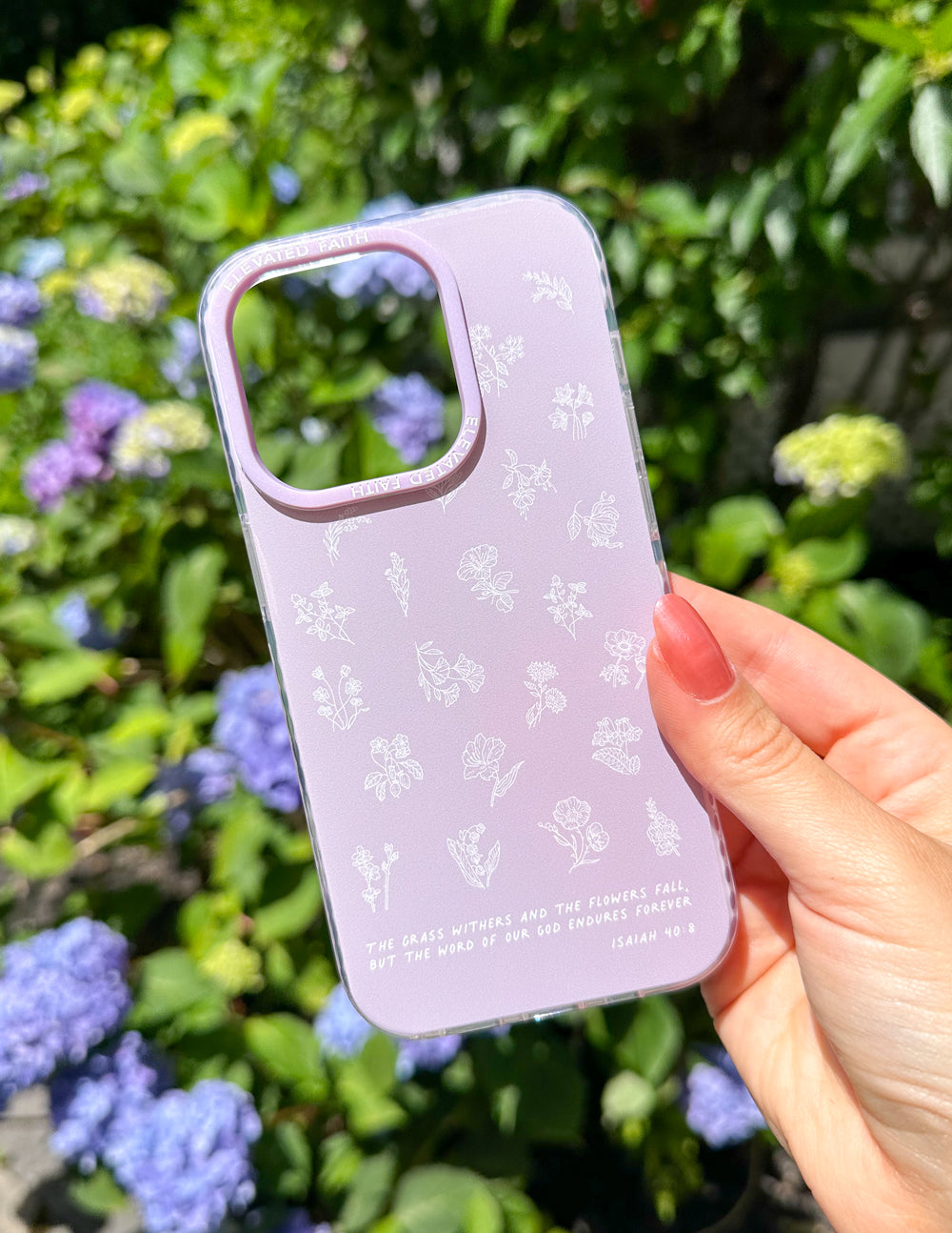 Wildflower iPhone Case in Lavender with Floral Scripture Design