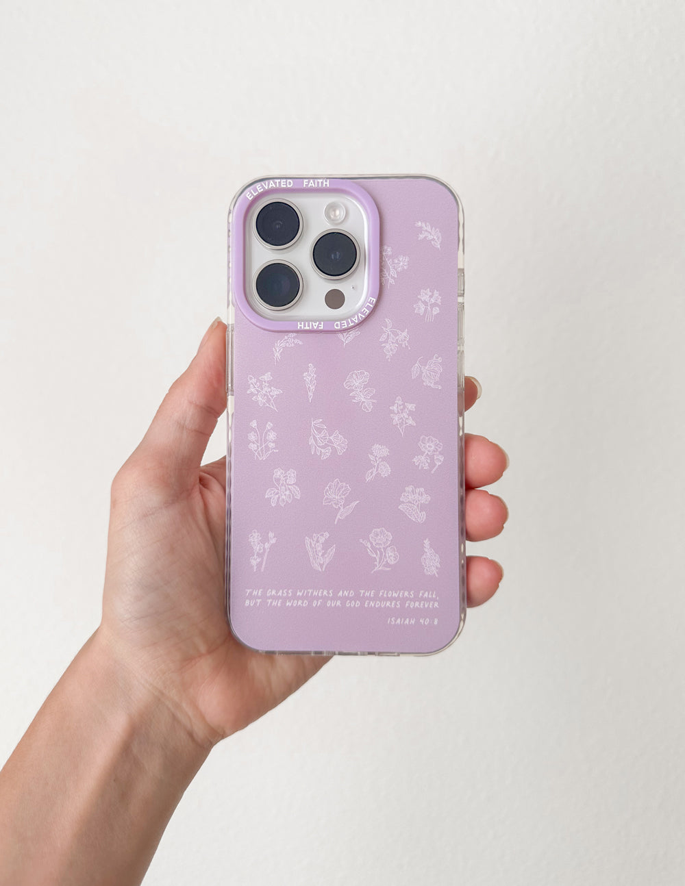 Wildflower iPhone Case in Lavender with Floral Scripture Design
