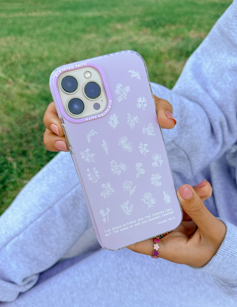 Wildflower iPhone Case in Lavender with Floral Scripture Design