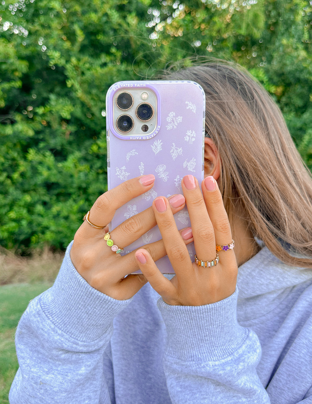 Wildflower iPhone Case in Lavender with Floral Scripture Design