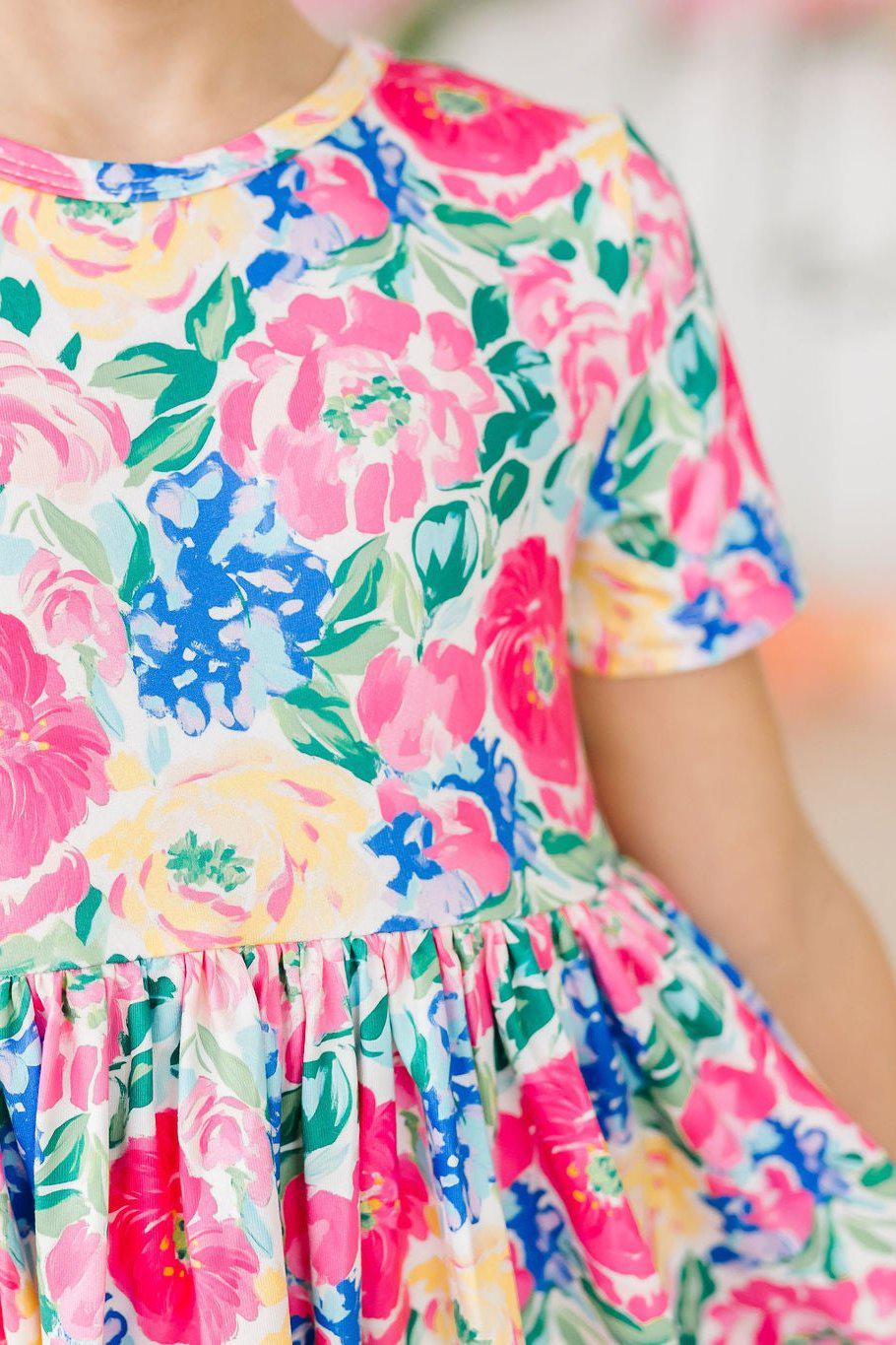 Wildflower Wishes Short Sleeve Pocket Twirl Dress for Girls - Image 4
