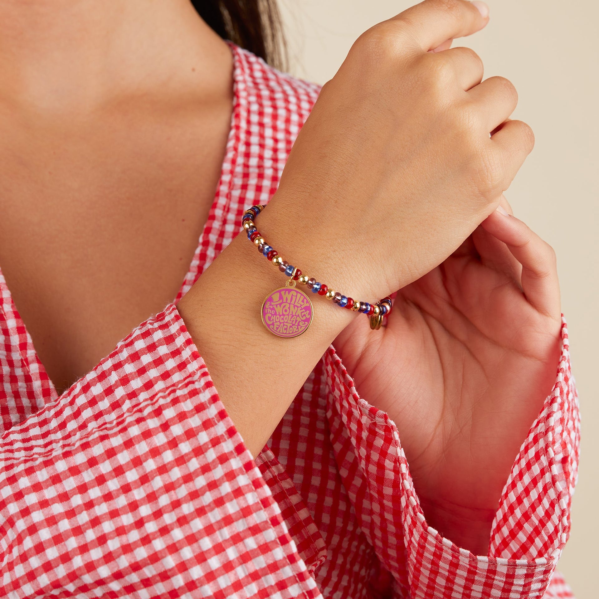Willy Wonka Chocolate Factory Beaded Charm Bangle Bracelet