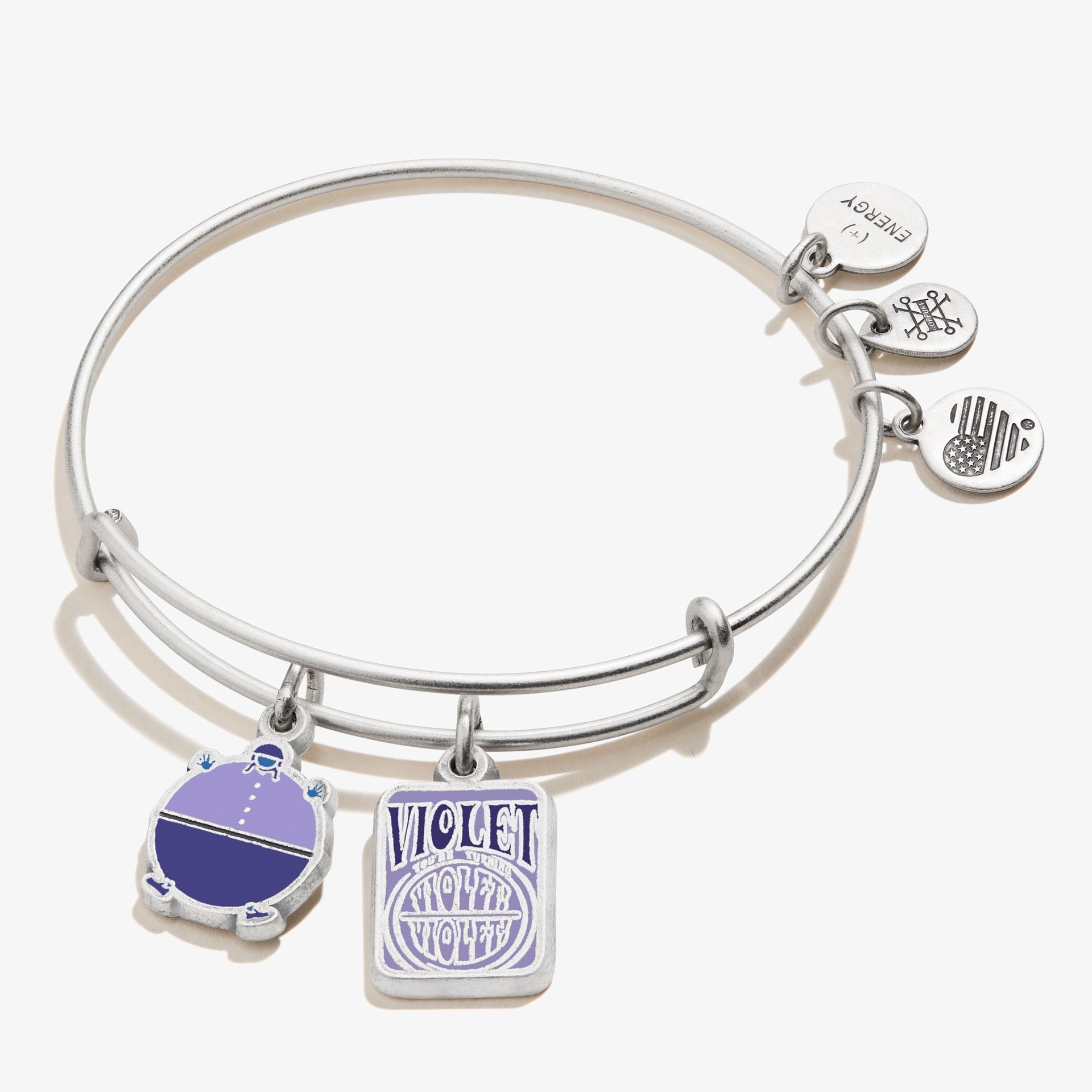Willy Wonka themed Violet duo charm bangle with thematic design elements.