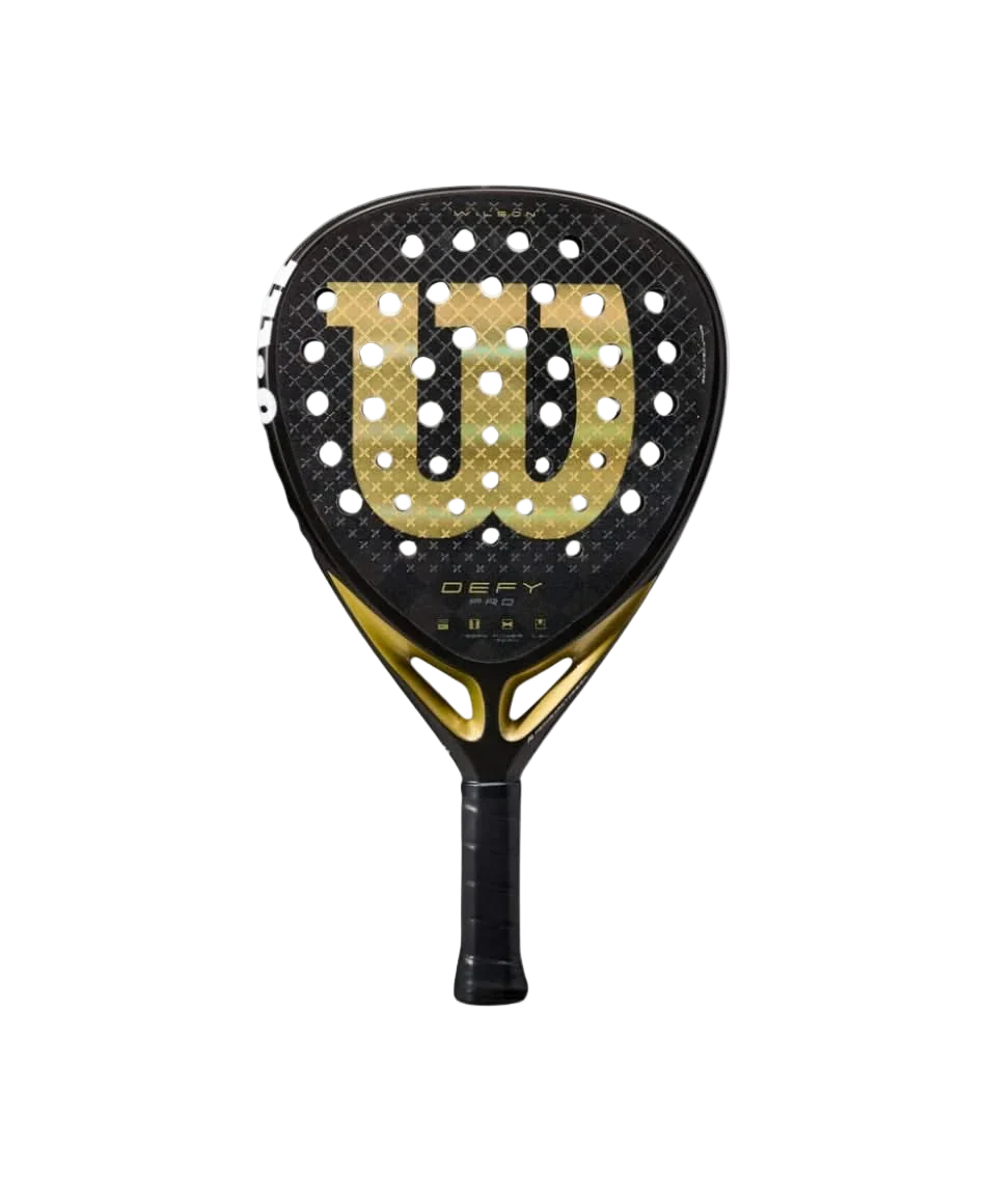 Wilson Defy Pro V1 Padel Racket in black and gold colorway