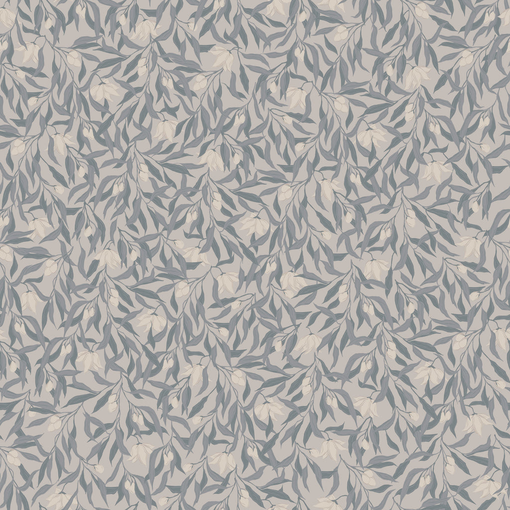 Windsor Floral Removable Wallpaper in Dusty Blue and Cream