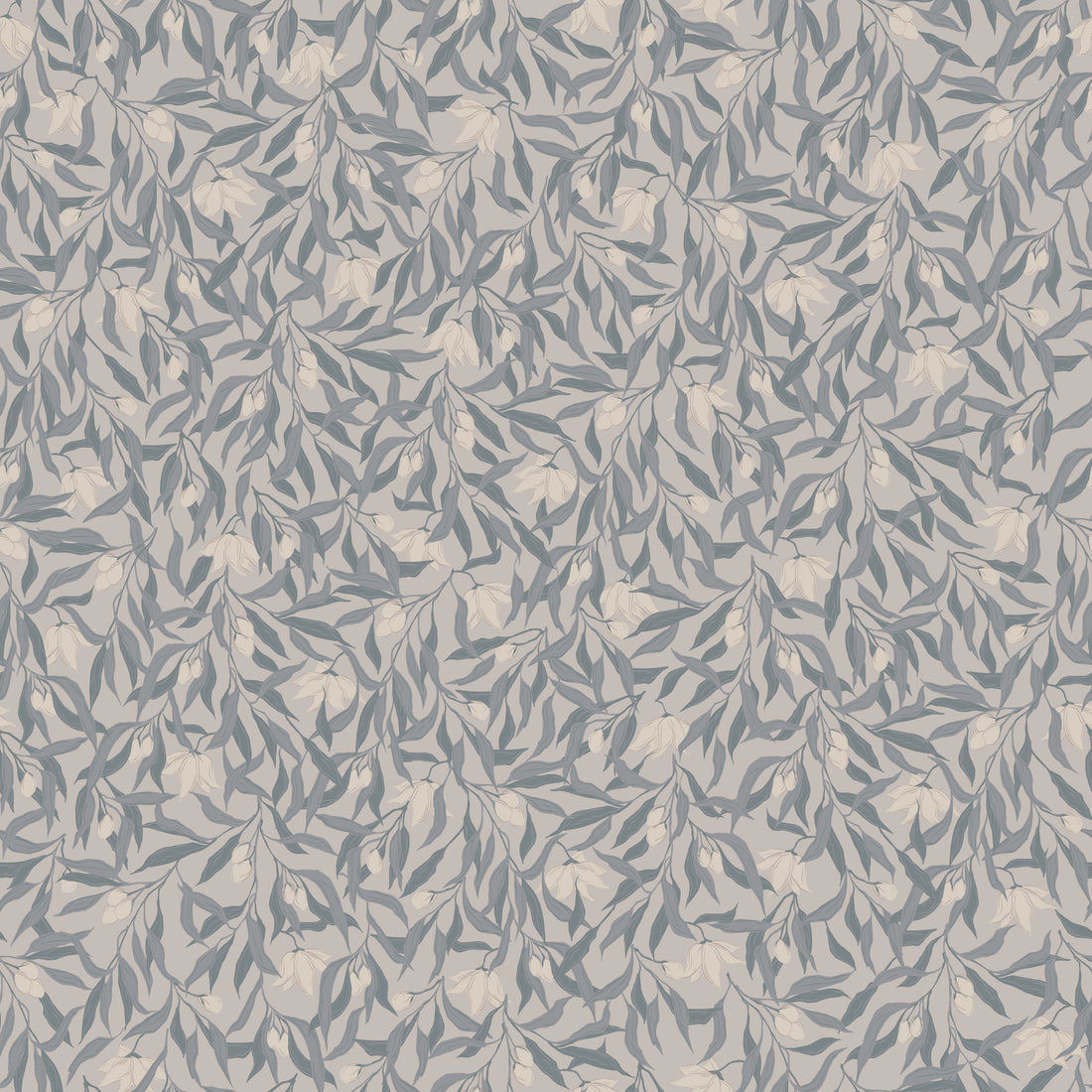 Windsor Floral Removable Wallpaper in Dusty Blue and Cream