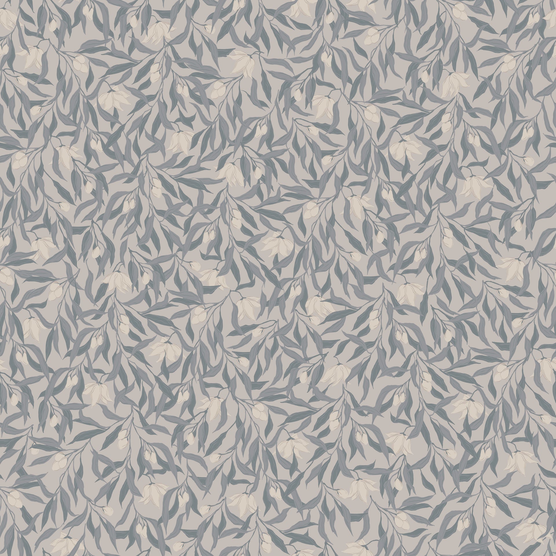 Windsor Floral Removable Wallpaper in Dusty Blue and Cream