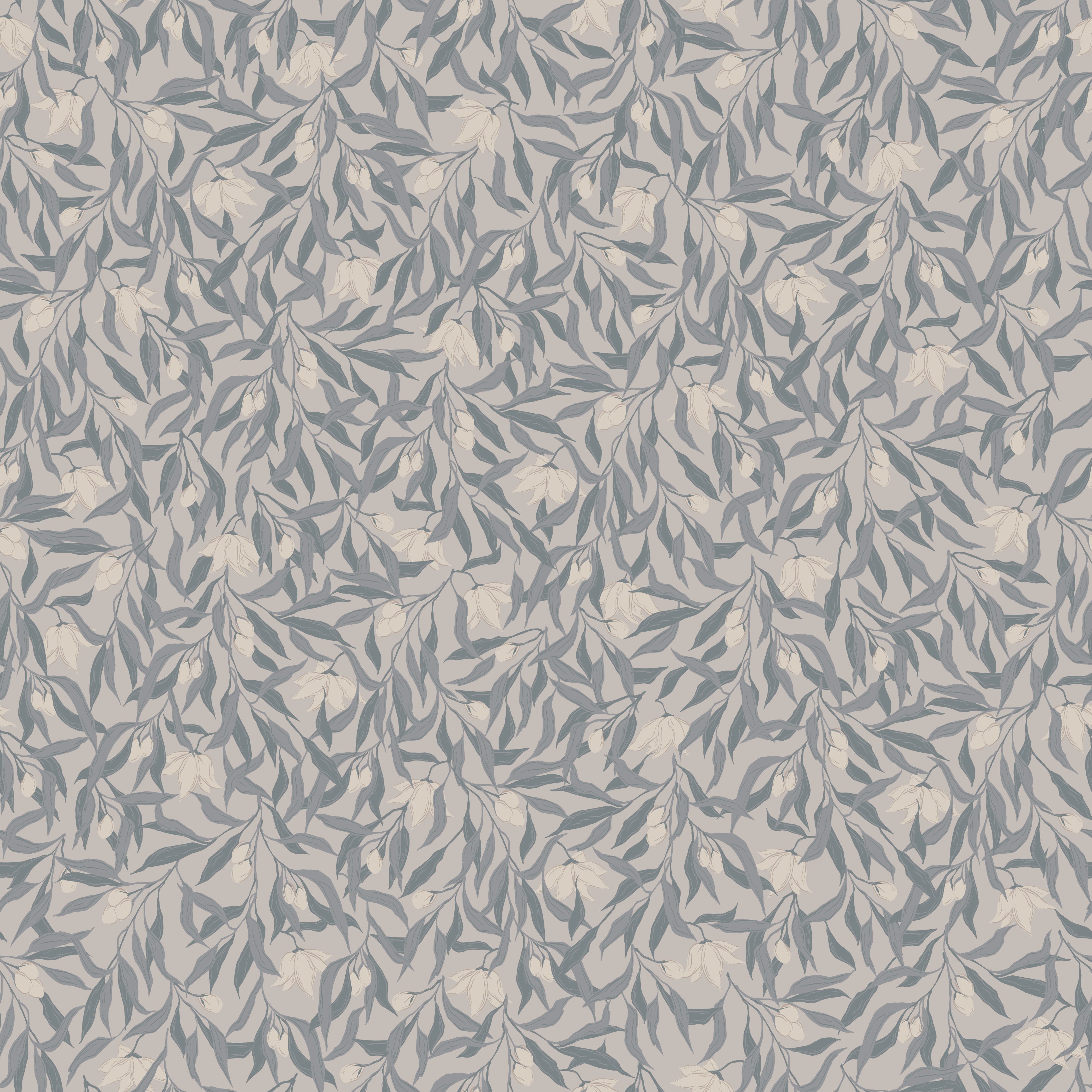 Windsor Floral Removable Wallpaper in Dusty Blue and Cream