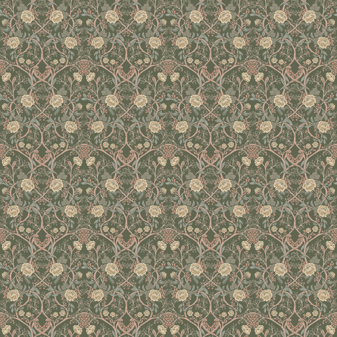 Winslow Floral Wallpaper – Beige, Cream, Pale-pink & Sage-green