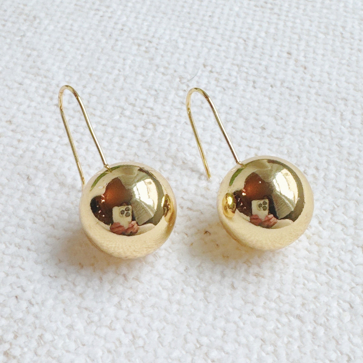 Wire Hook Golden Ball Drop Earrings Minimalist Statement Jewelry - Image 2