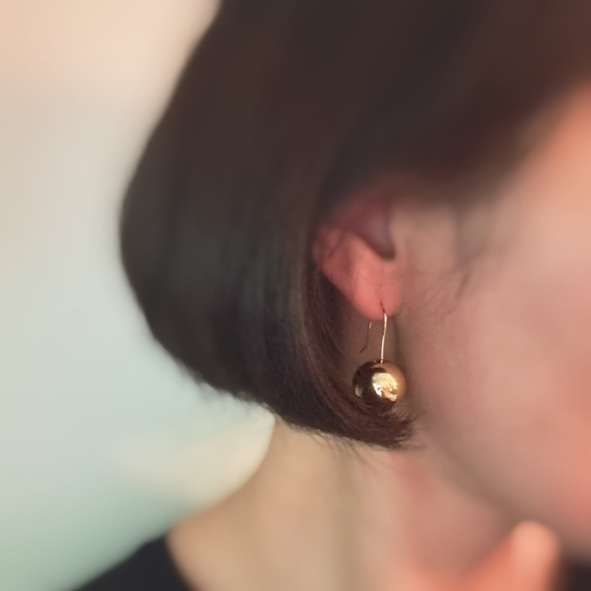Wire Hook Golden Ball Drop Earrings Minimalist Statement Jewelry - Image 3