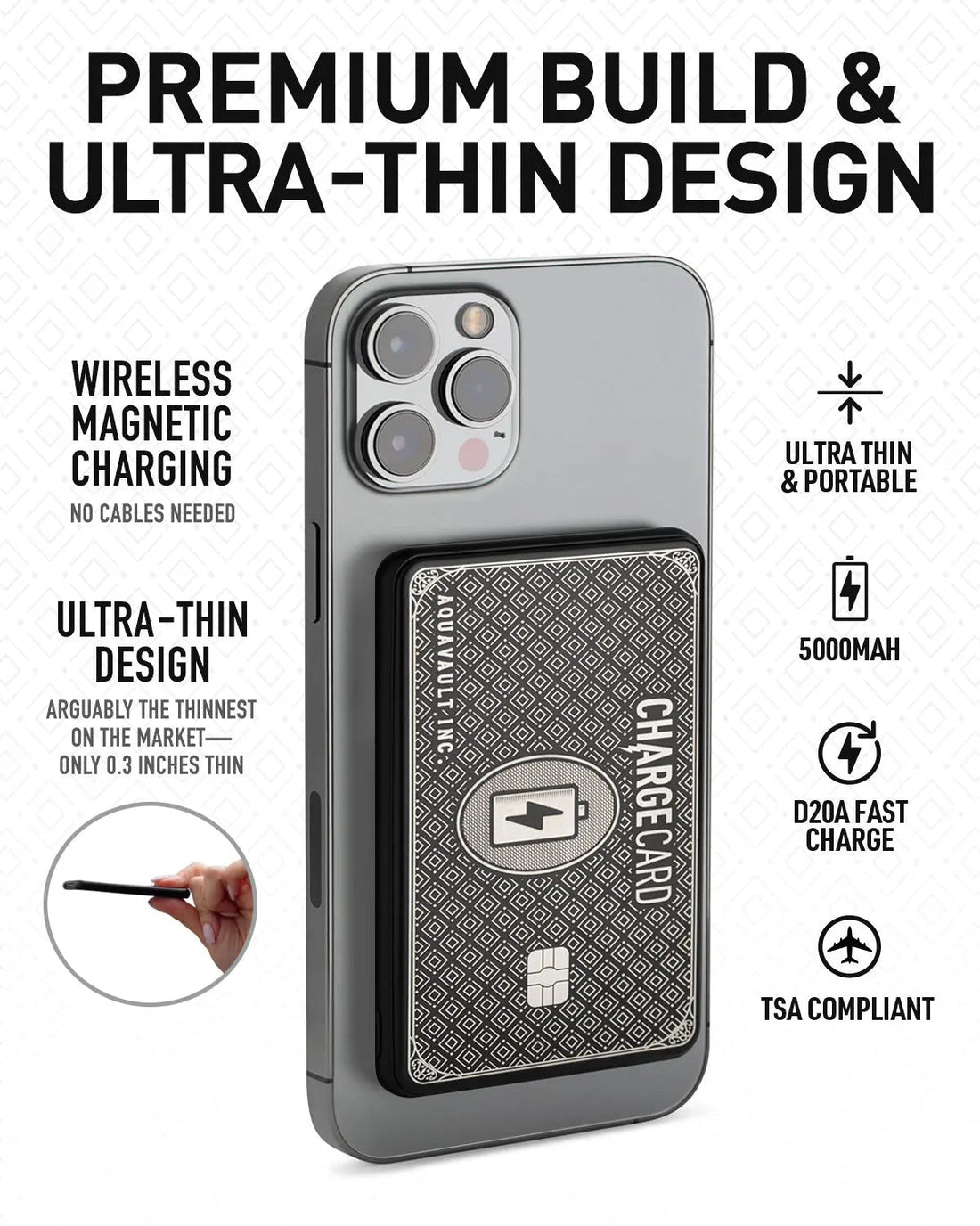 Wireless Magnetic Portable Charger Ultra-Thin Power Bank Black