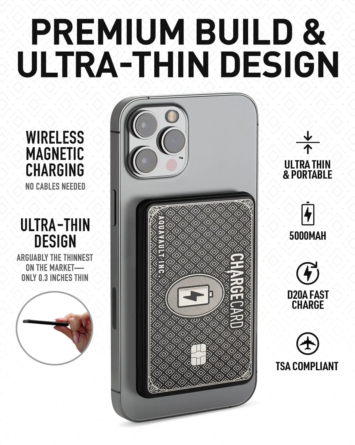 Wireless Magnetic Portable Charger Ultra-Thin Power Bank Black