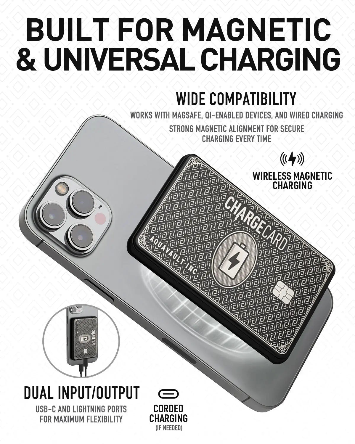 Wireless Magnetic Portable Charger Ultra-Thin Power Bank Black
