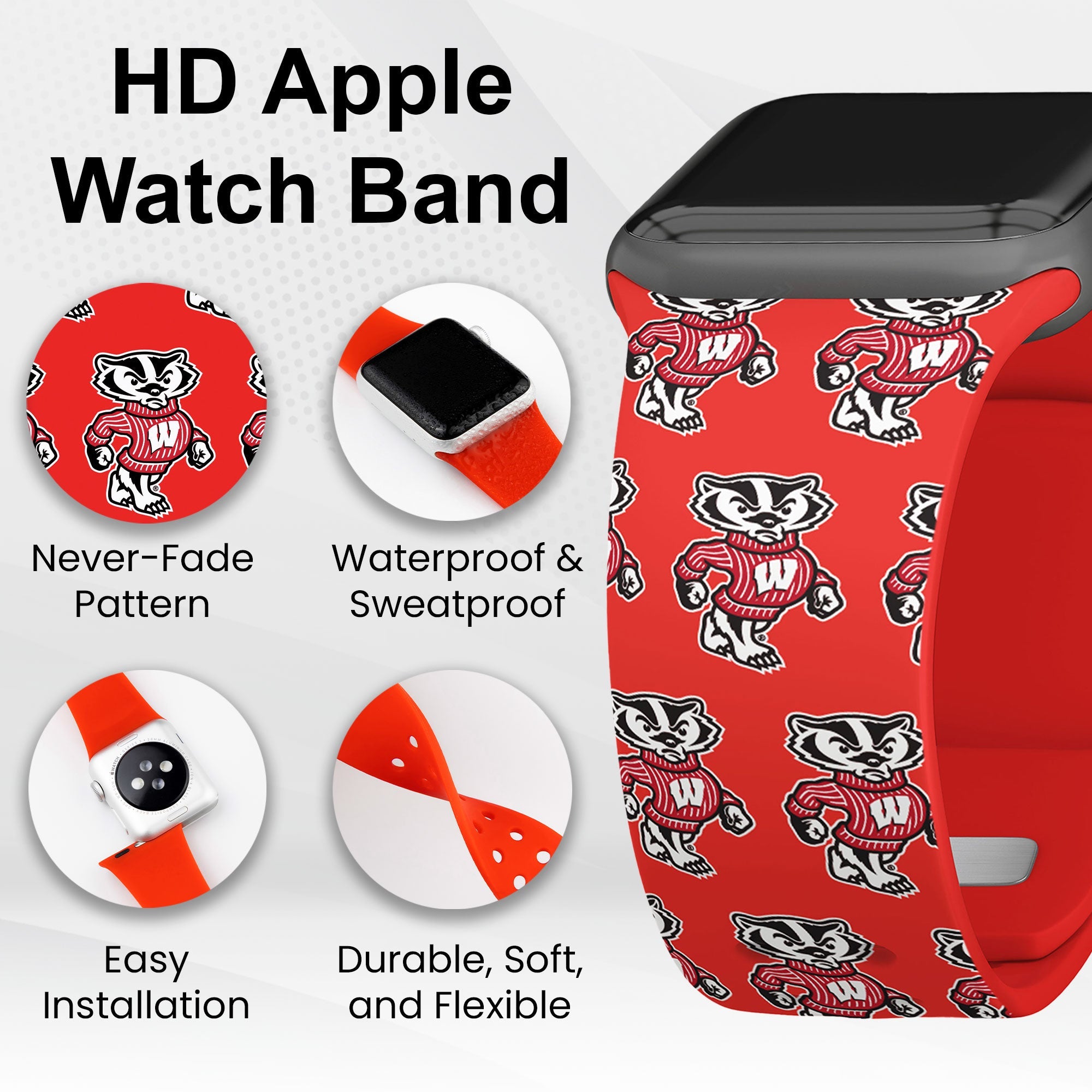 Wisconsin Badgers HD Apple Watch Band