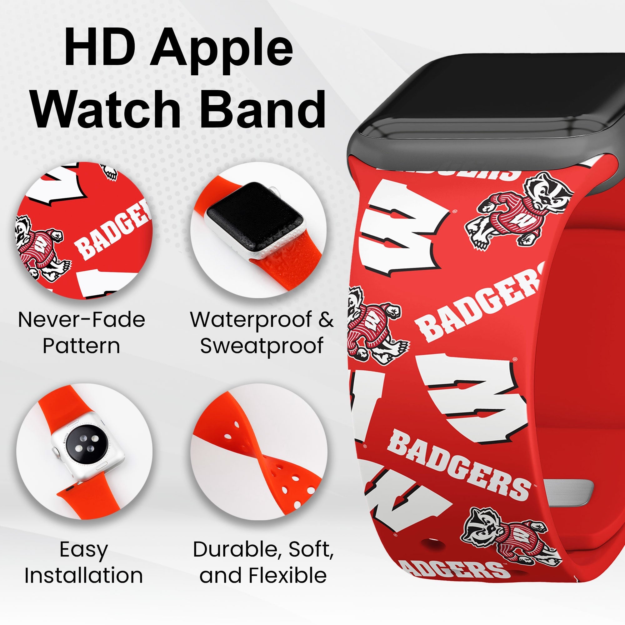 Wisconsin Badgers HD Apple Watch Band