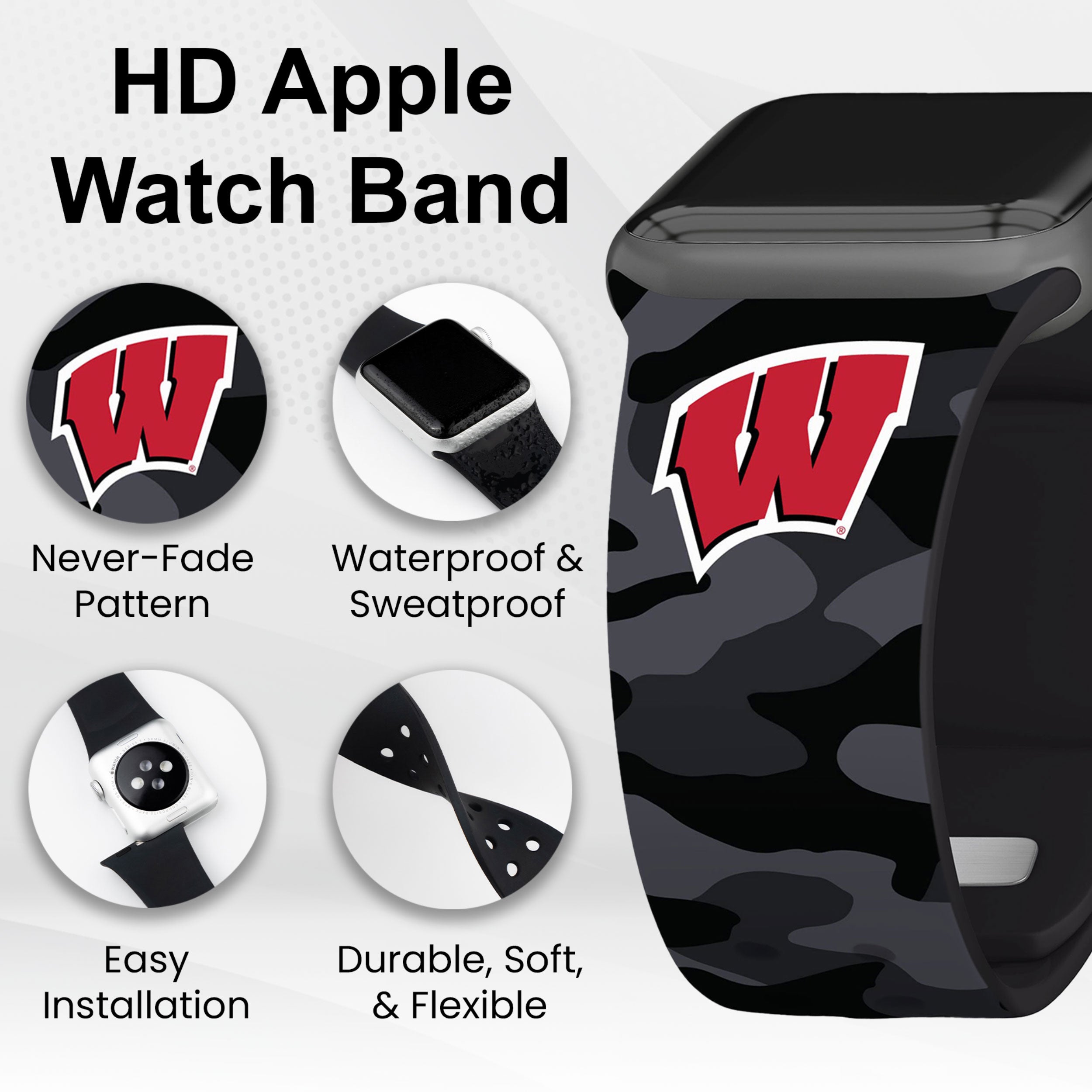 Wisconsin Badgers HD Apple Watch Band