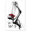 Wish I Wasn't Me art print featuring a surreal, gritty black and white illustration of a figure with a red skull element.