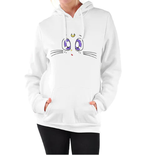 Women's Hooded Sweatshirt with Cute Cat Design