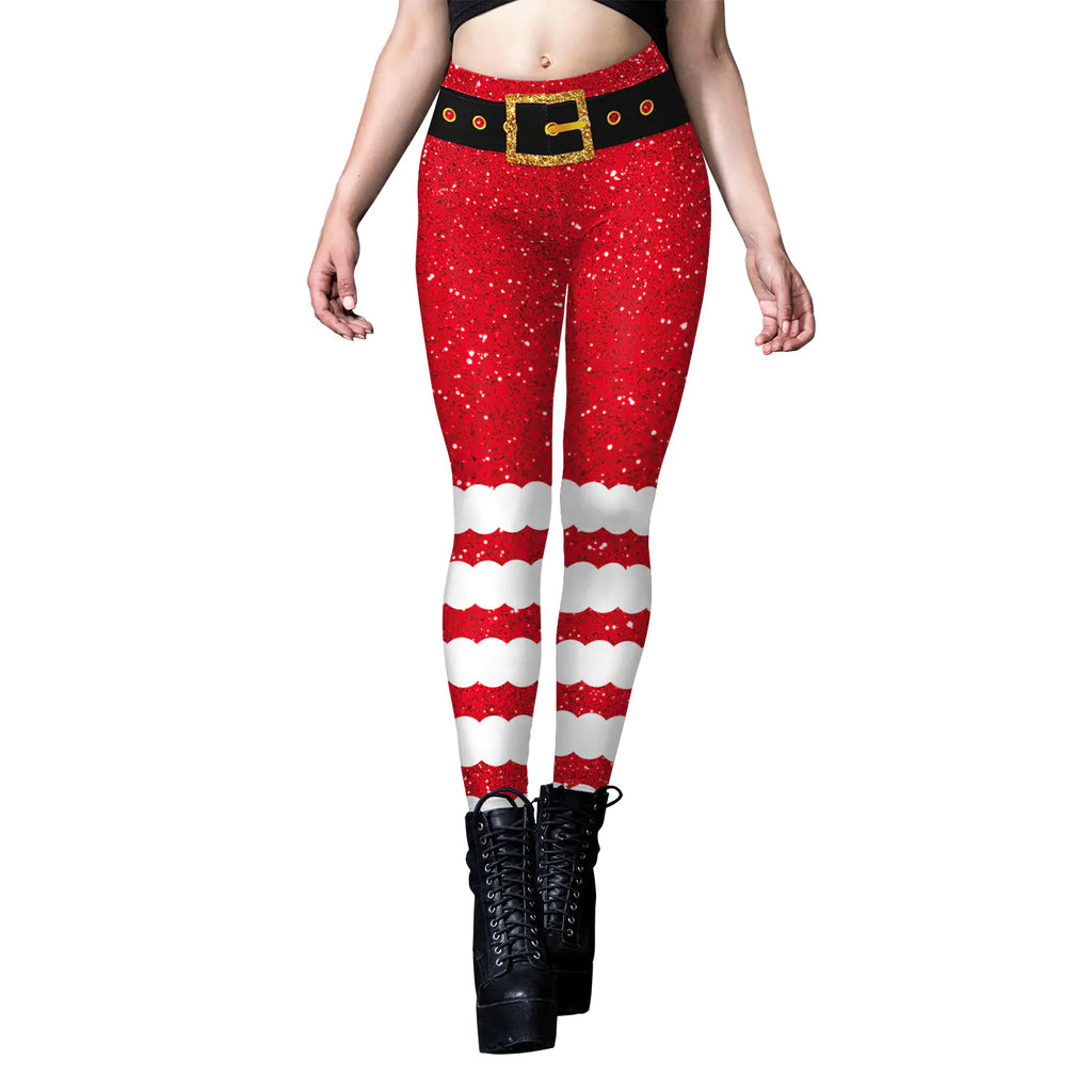 Women's Sequined Striped Yoga Leggings