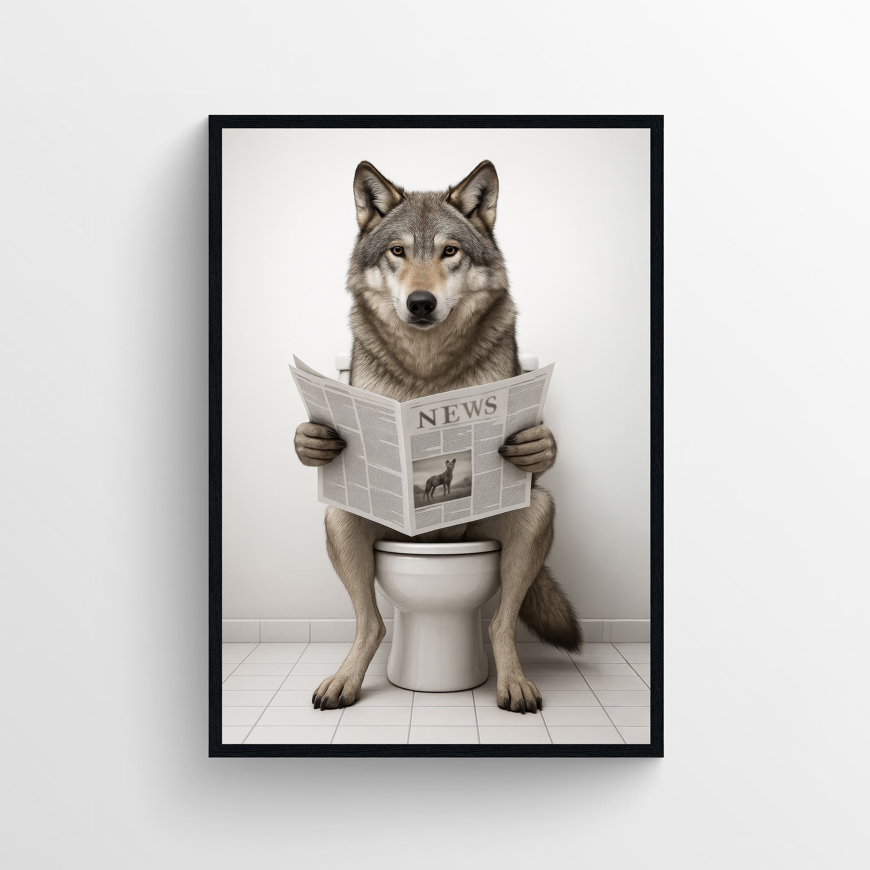 Wolf Animal Bathroom Toilet Poster