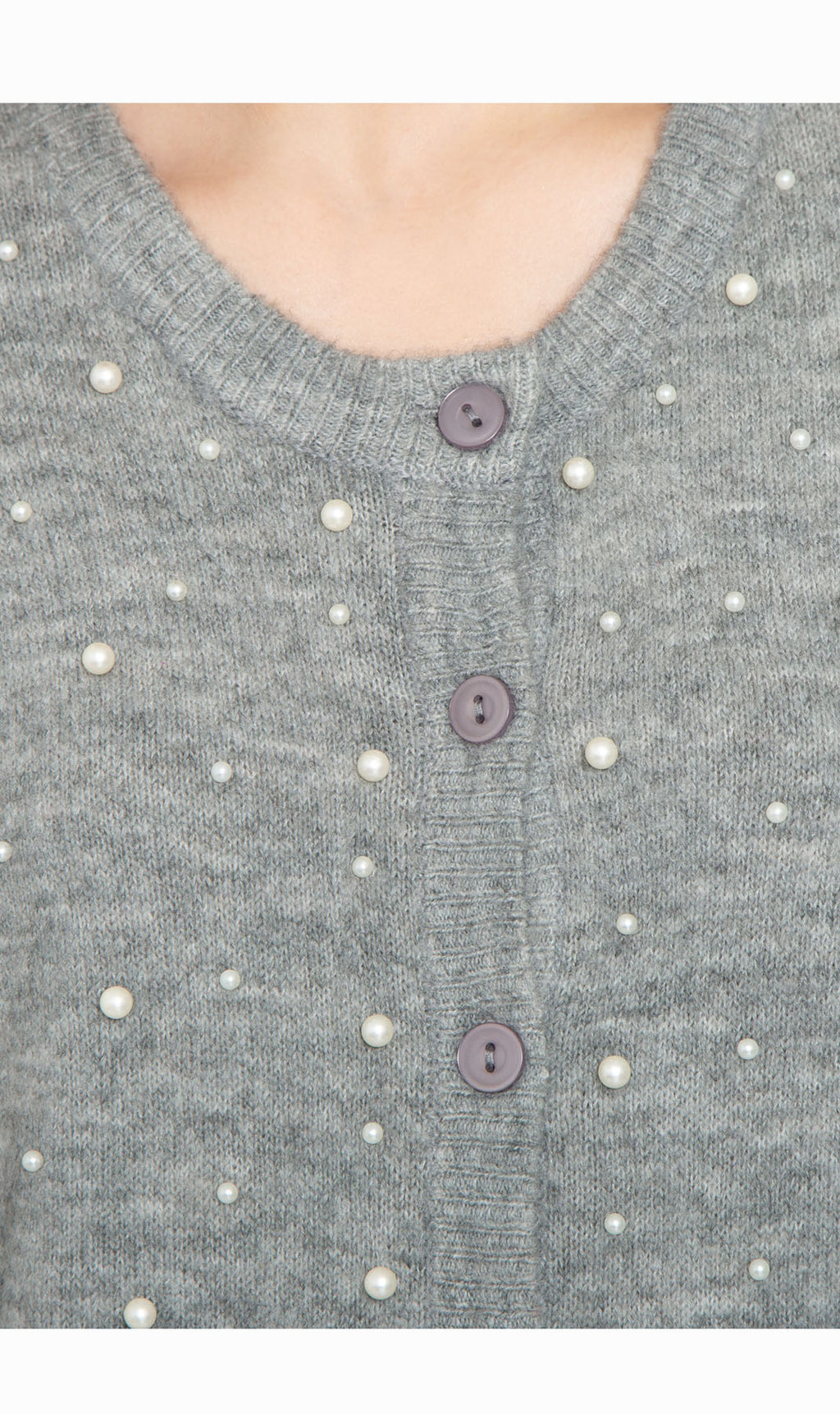 Women's Faux Pearl Button Cardigan Soft Cashmere-Like Knit Top