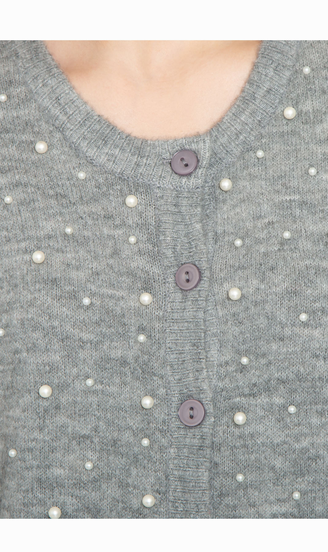Women's Faux Pearl Button Cardigan Soft Cashmere-Like Knit Top