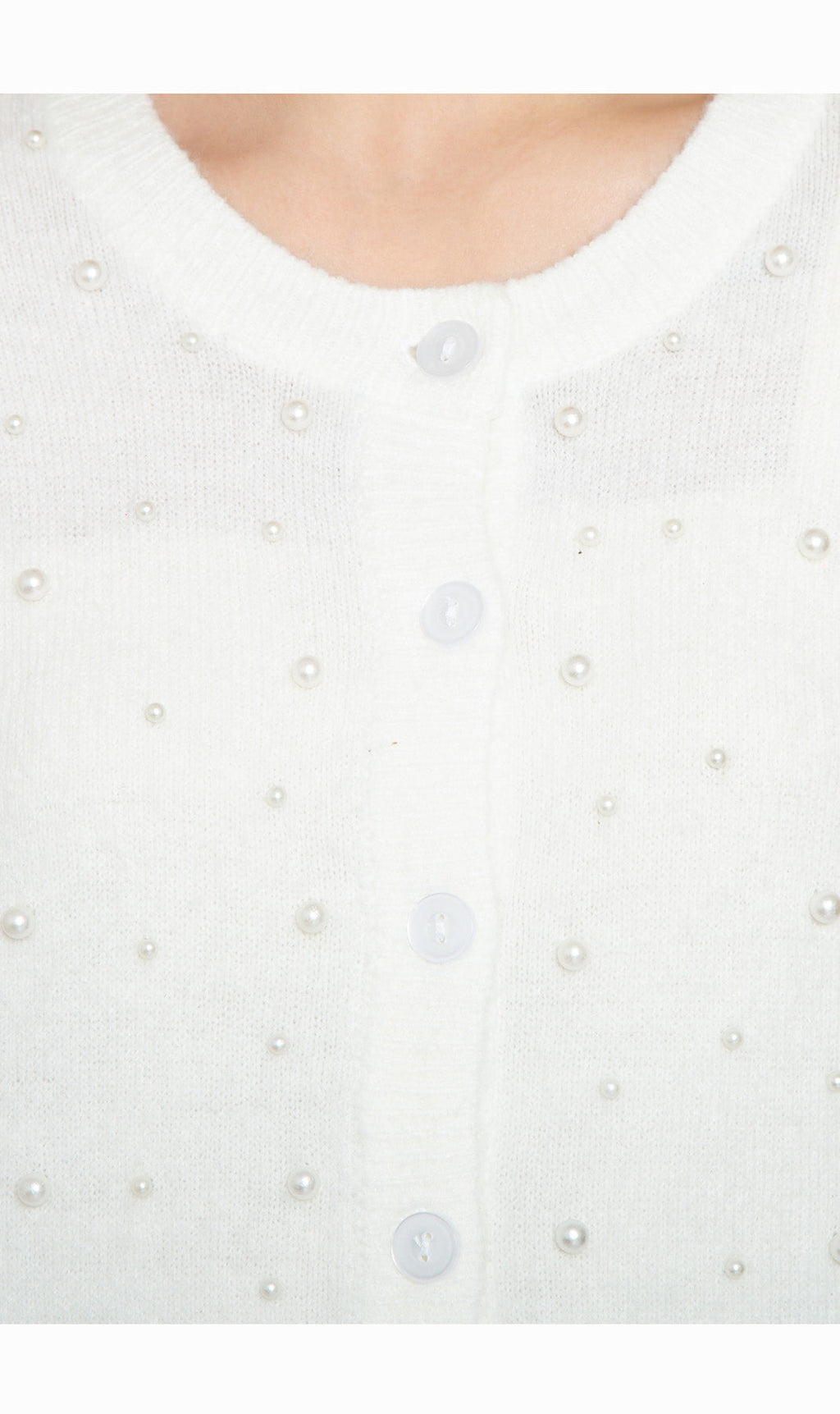 Women's Faux Pearl Button Cardigan Soft Cashmere-Like Knit Top
