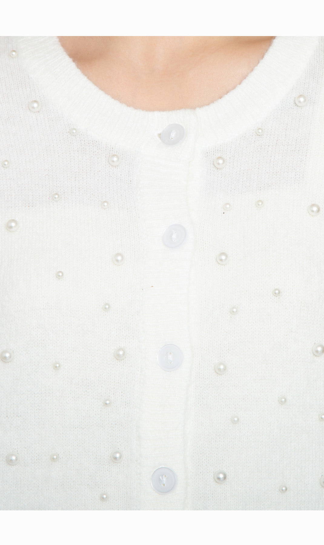Women's Faux Pearl Button Cardigan Soft Cashmere-Like Knit Top