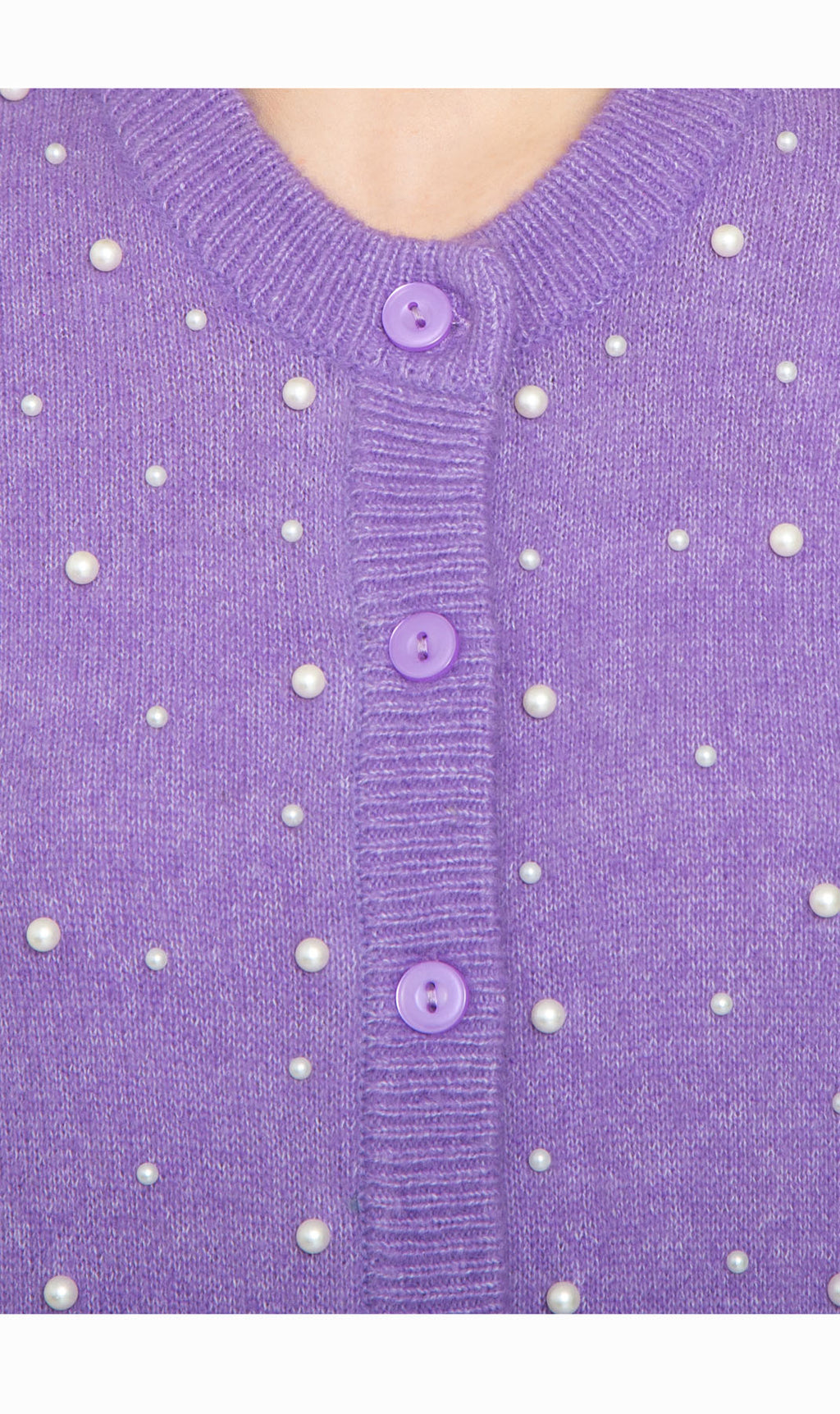 Women's Faux Pearl Button Cardigan Soft Cashmere-Like Knit Top