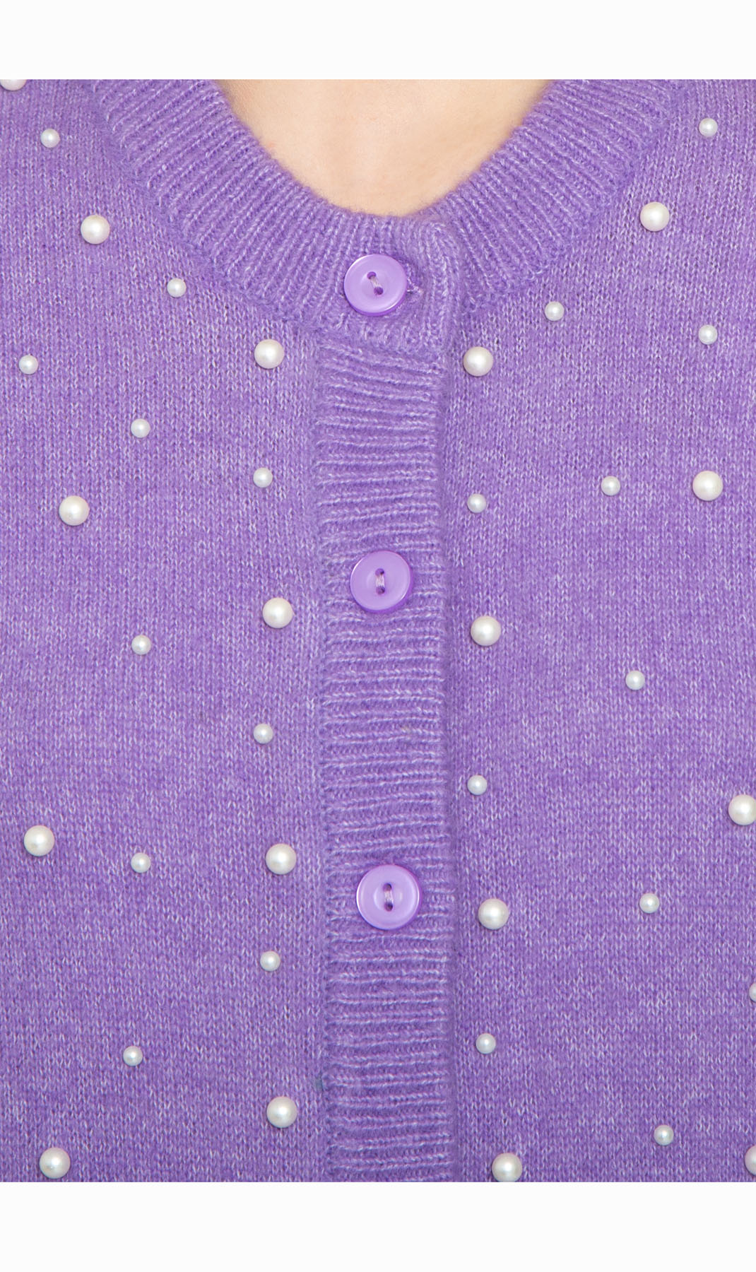 Women's Faux Pearl Button Cardigan Soft Cashmere-Like Knit Top