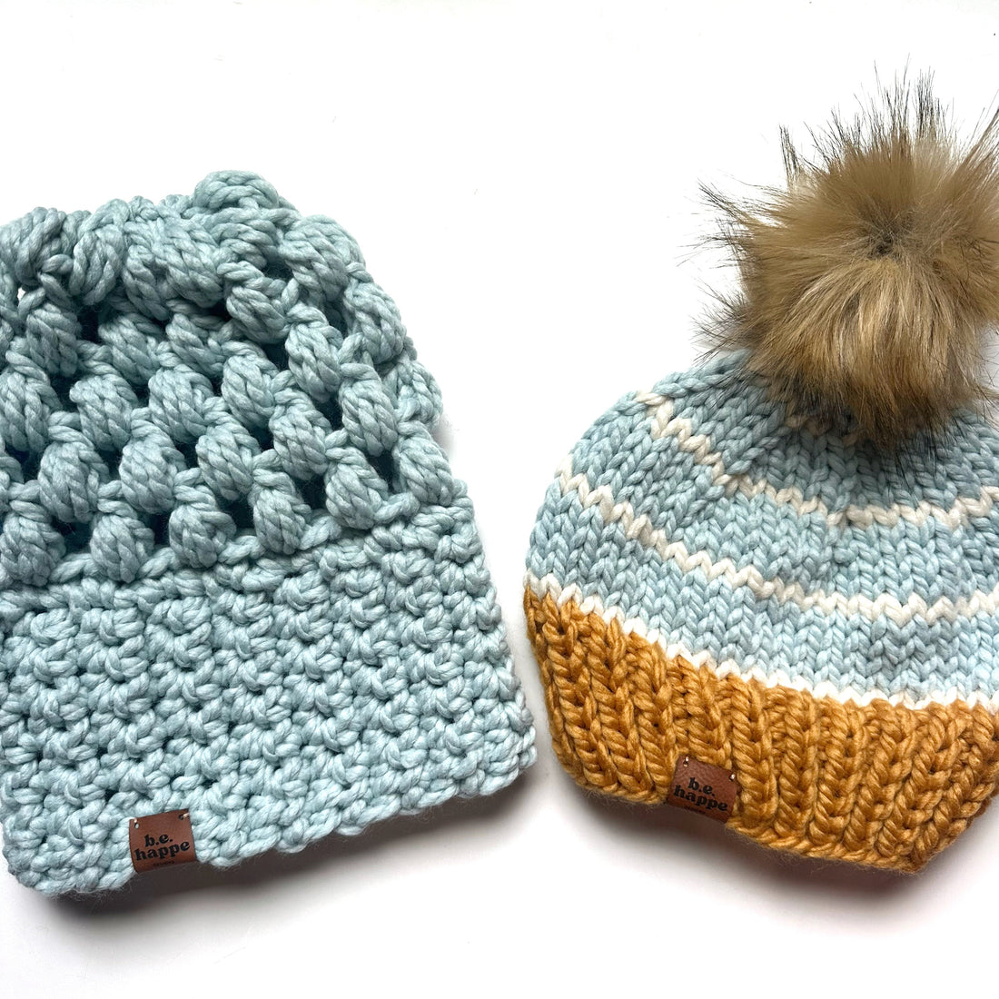Women's Light Blue Crochet Slouchy Beanie Hat - Image 2