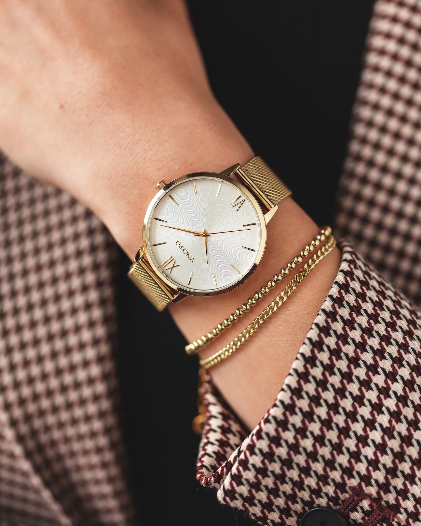 Eros Mesh Petite Gold Satin Finish Watch 33mm