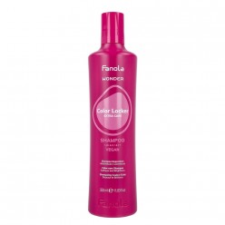 Fanola Wonder Color Locker Shampoo bottle in bright magenta pink packaging, 11.8oz size