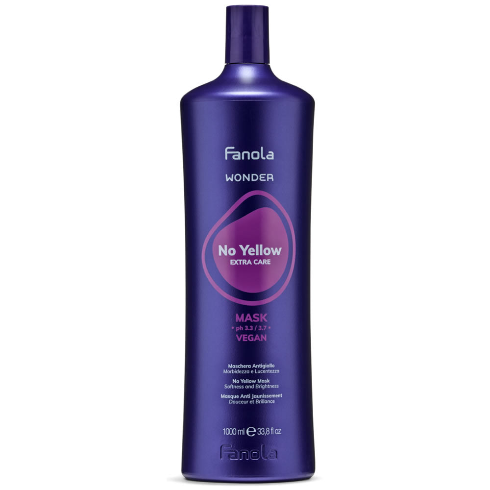 Fanola Wonder No Yellow Mask 33.8oz bottle for neutralizing yellow tones in blonde hair