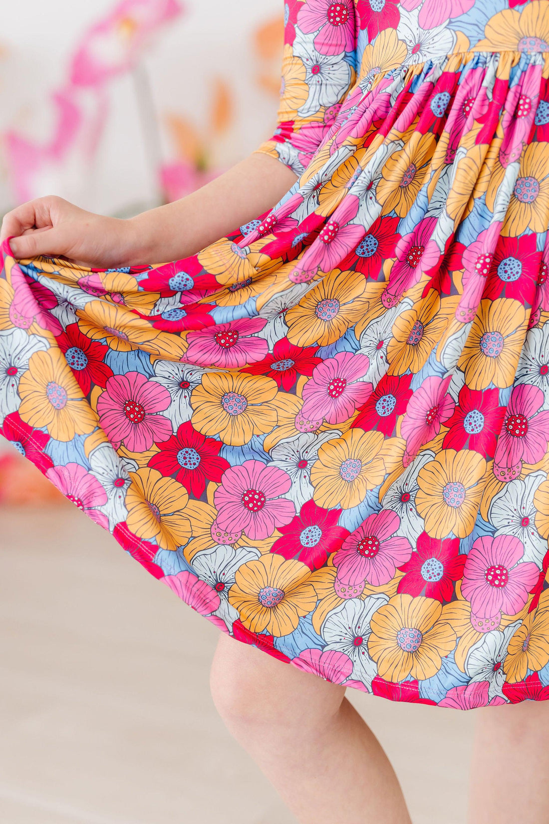 Wonderland Floral 3/4 Sleeve Twirl Dress with Pockets - Image 5