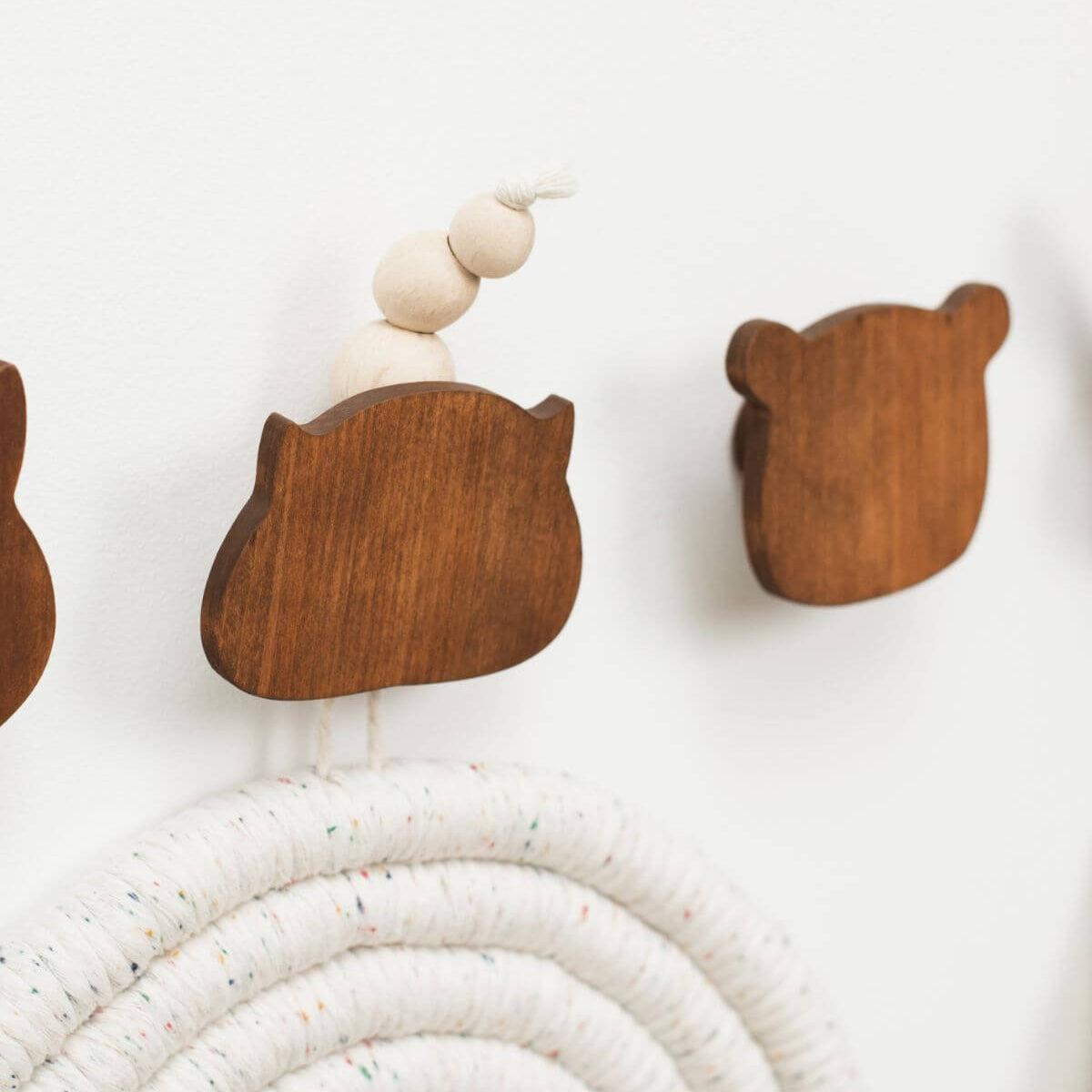Wooden Animal Wall Hooks for Nursery – Minimalist Forest Decor