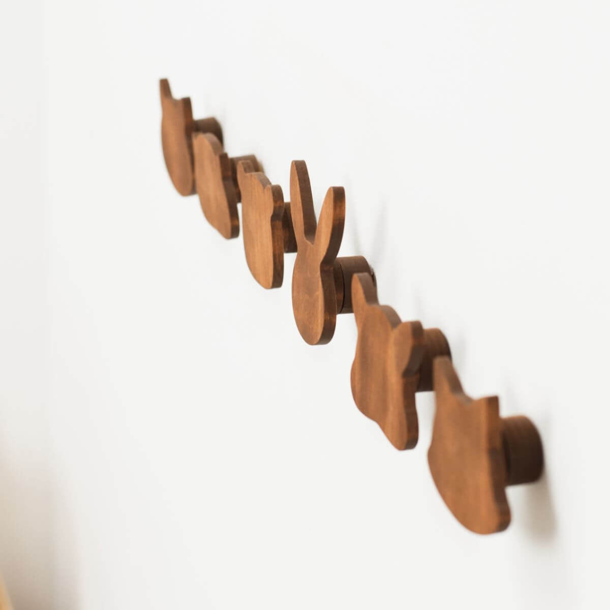 Wooden Animal Wall Hooks for Nursery – Minimalist Forest Decor
