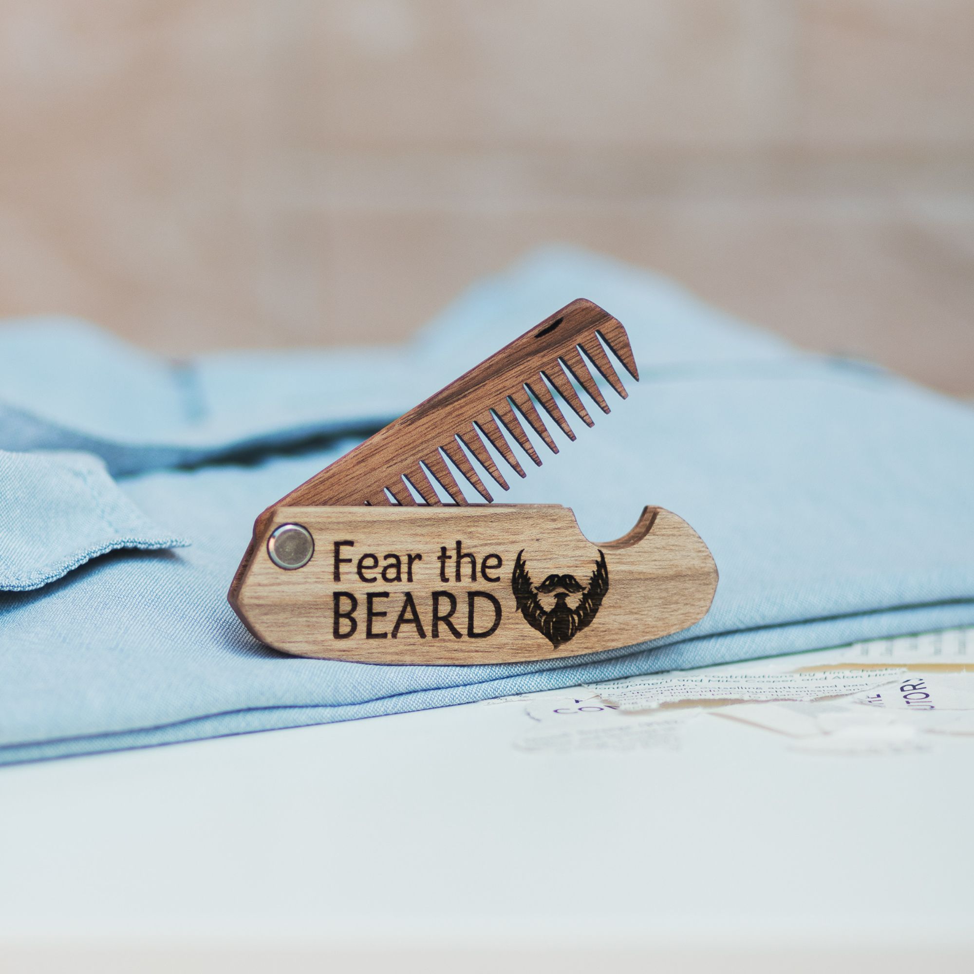 Handcrafted Solid Walnut Wooden Beard Comb for Grooming