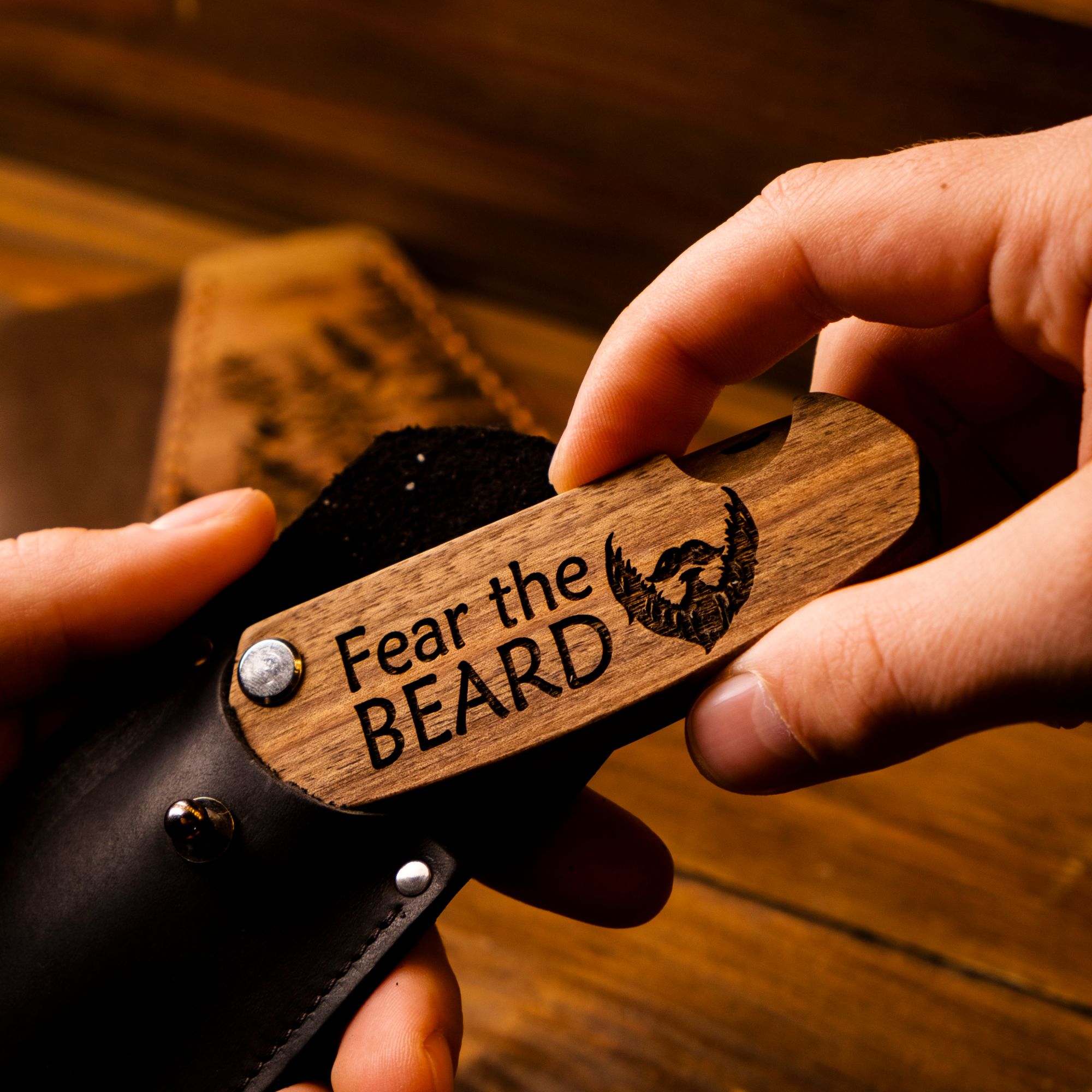Handcrafted Solid Walnut Wooden Beard Comb for Grooming