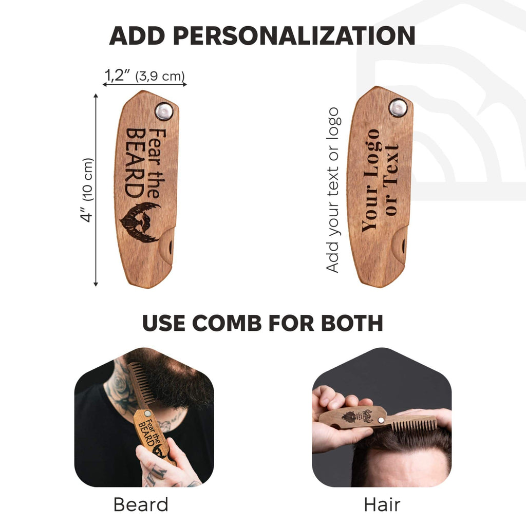 Handcrafted Solid Walnut Wooden Beard Comb for Grooming