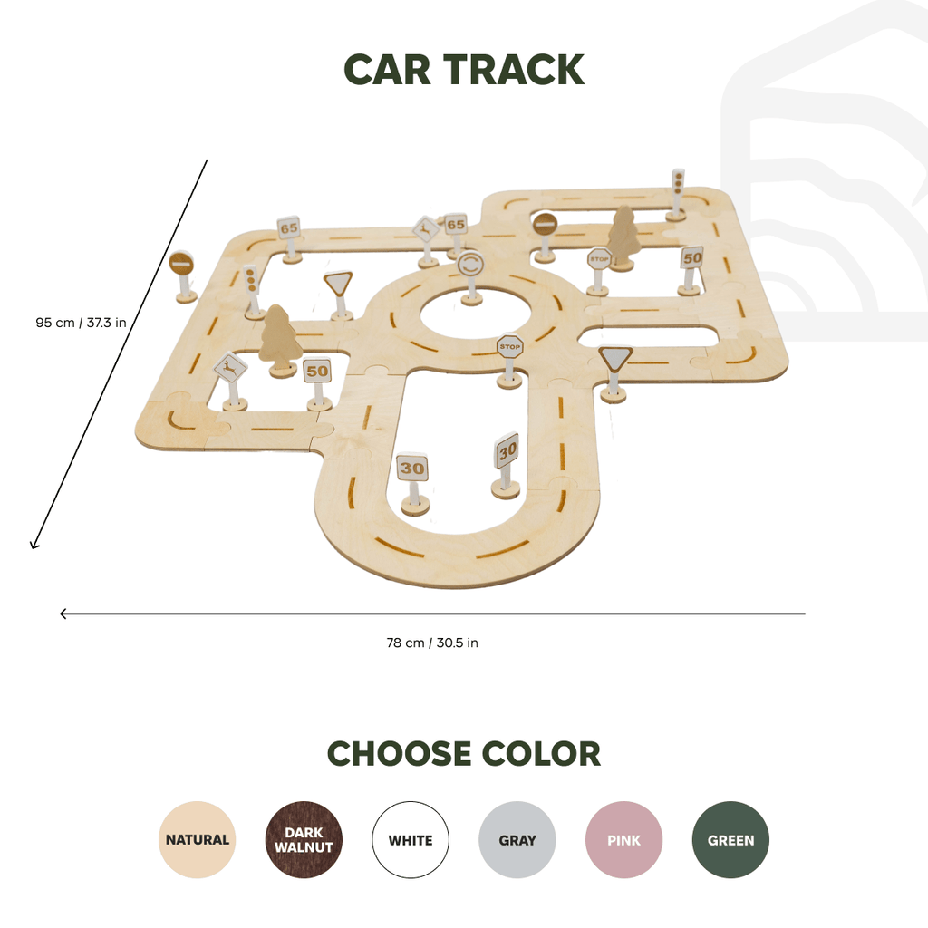 Wooden Car Track Toy for Toddlers - Eco-Friendly Playset