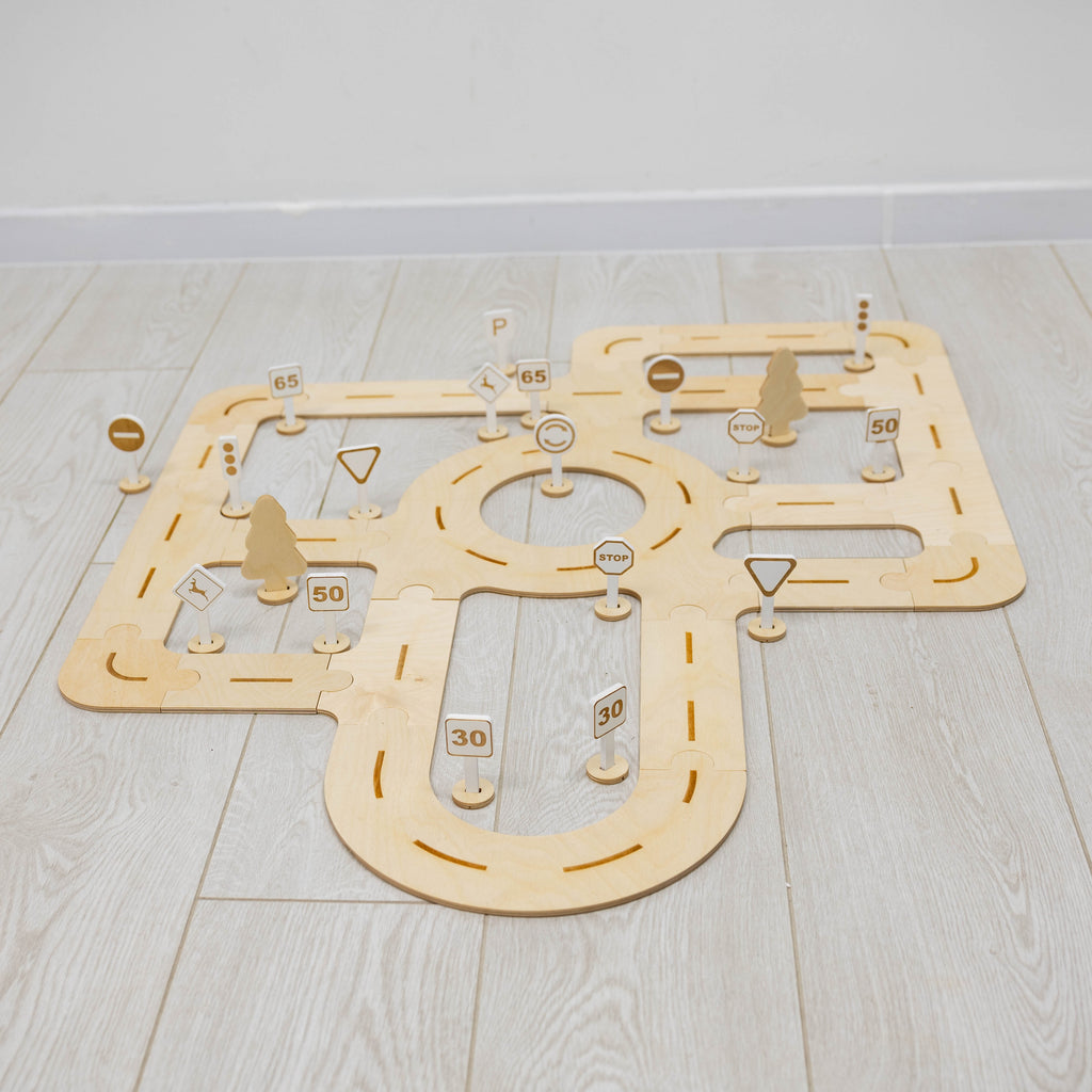 Wooden Car Track Toy for Toddlers - Eco-Friendly Playset